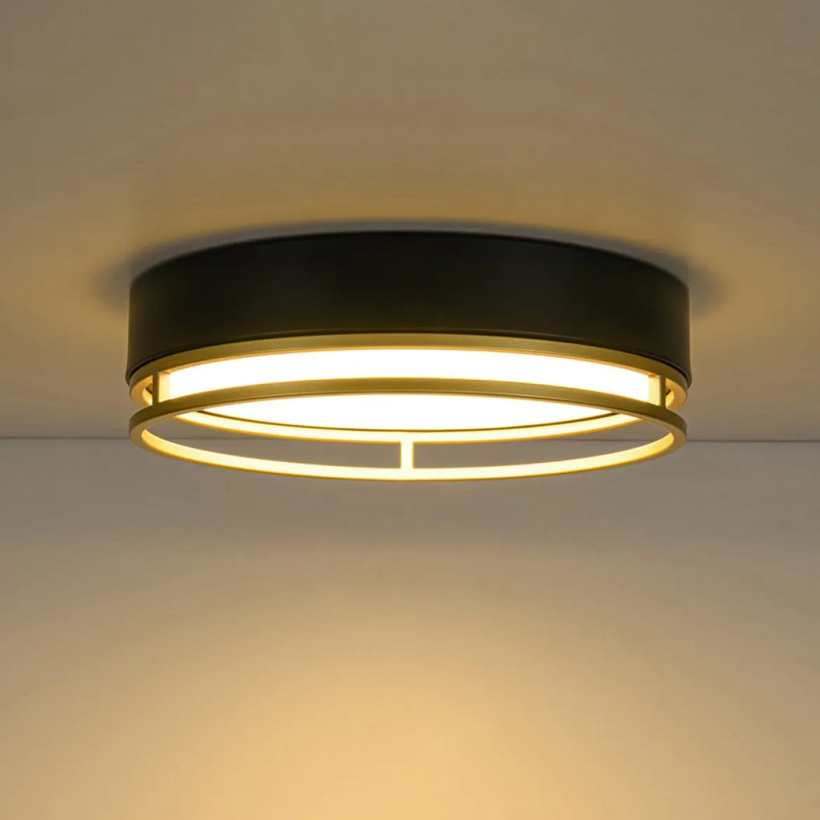 Black Gold Metal Round Dimmable LED Flush Mount Light 5CCT