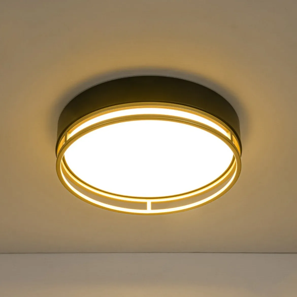 Black Gold Metal Round Dimmable LED Flush Mount Light 5CCT
