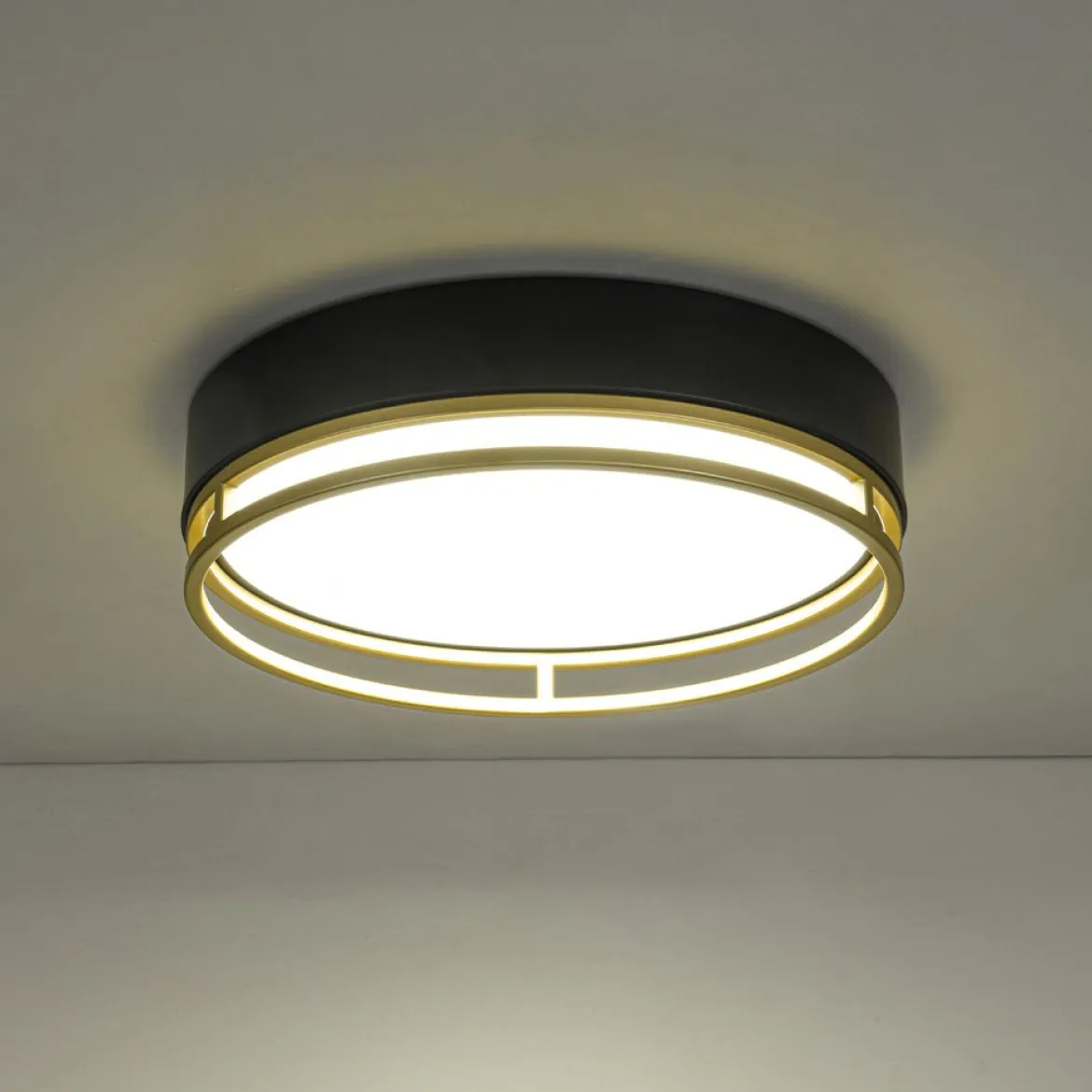 Black Gold Metal Round Dimmable LED Flush Mount Light 5CCT