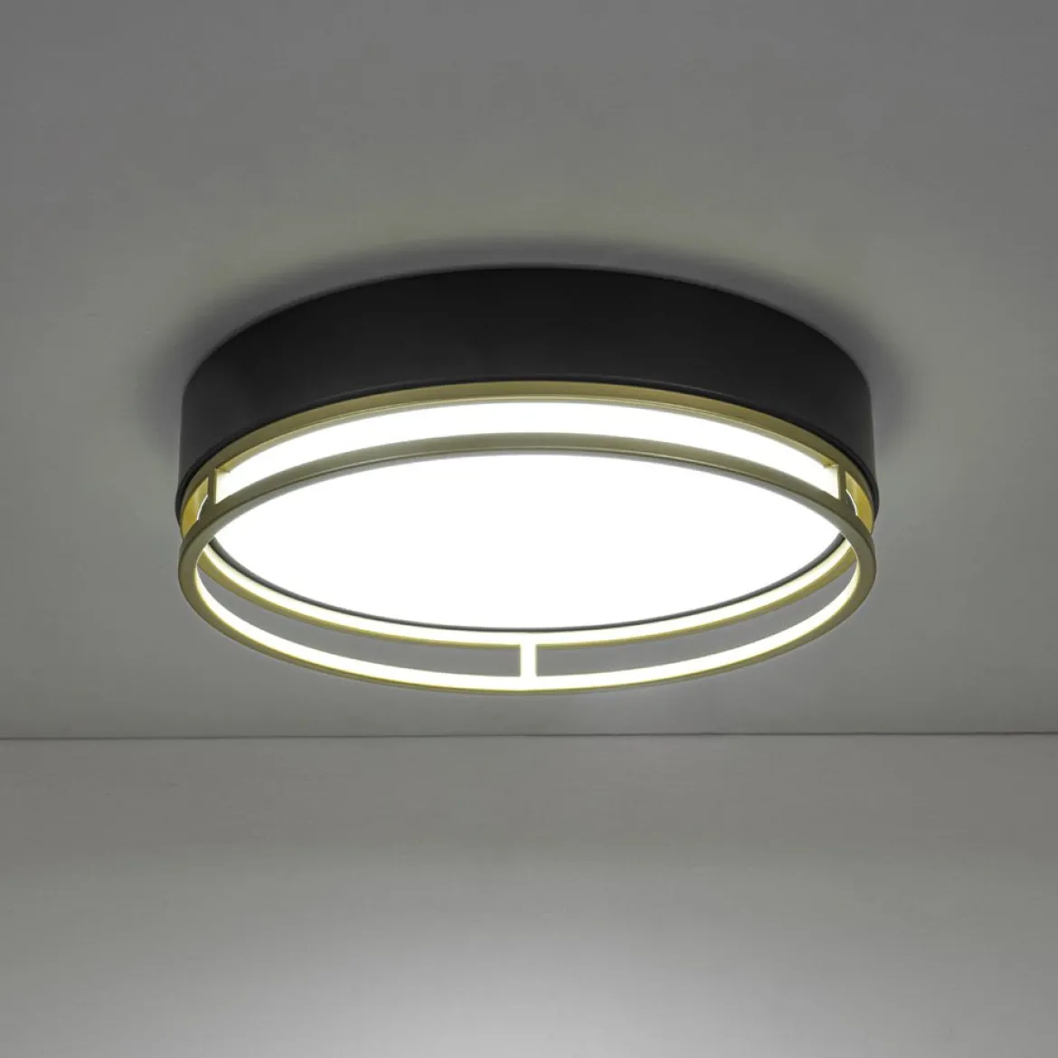 Black Gold Metal Round Dimmable LED Flush Mount Light 5CCT