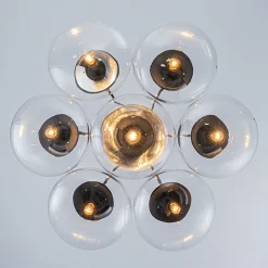 Black 7-Light Cluster Clear Glass Oval Globe Chandelier
