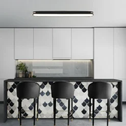 Black Minimalist Oval Dimmable LED Flush Mount Light