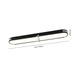 Black Minimalist Oval Dimmable LED Flush Mount Light