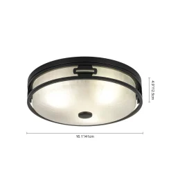 Black Round Frosted Crackled Glass Flush Mount Light