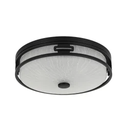 Black Round Frosted Crackled Glass Flush Mount Light