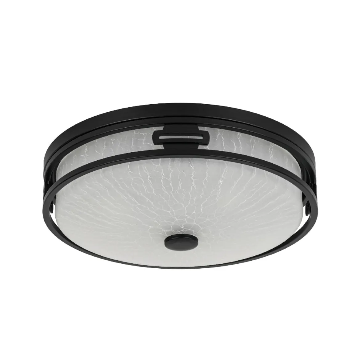 Black Round Frosted Crackled Glass Flush Mount Light