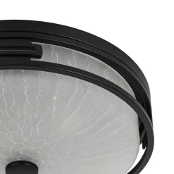 Black Round Frosted Crackled Glass Flush Mount Light