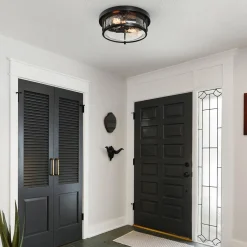 Black Seeded Glass Flush Mount