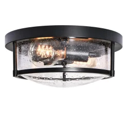 Black Seeded Glass Flush Mount