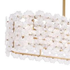 Bloom Art Deco Floral Glass Linear Cage Island Chandelier