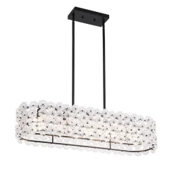 Bloom Art Deco Floral Glass Linear Cage Island Chandelier