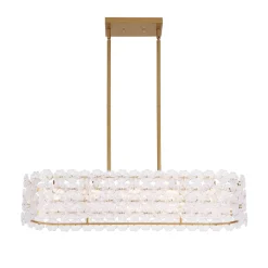 Bloom Art Deco Floral Glass Linear Cage Island Chandelier