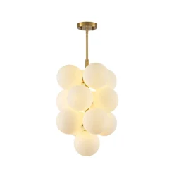 Bloom Brass Cluster Opal Glass Globe Bubble Chandelier