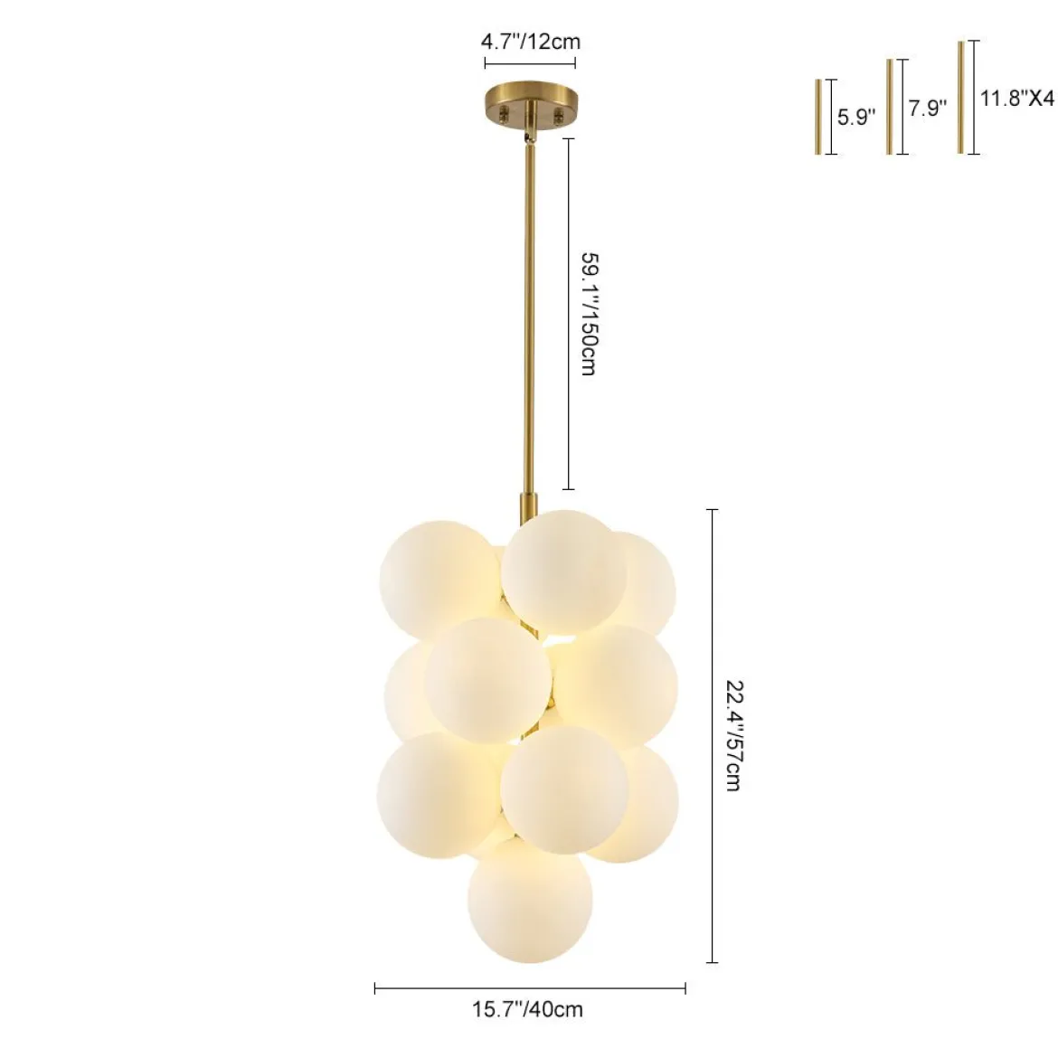 Bloom Brass Cluster Opal Glass Globe Bubble Chandelier