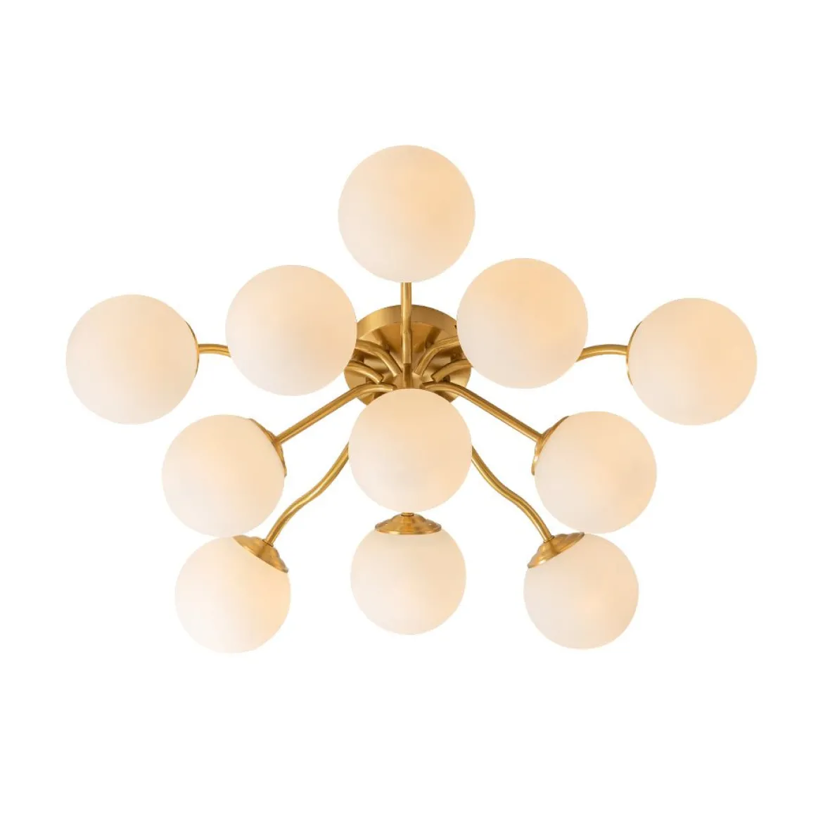Bloom Brass Frosted Glass Bubble Semi Flush Chandelier