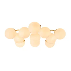 Bloom Brass Frosted Glass Bubble Semi Flush Chandelier