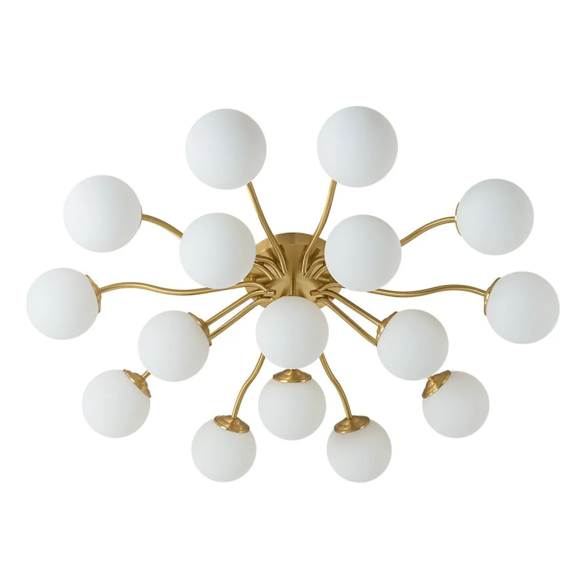 Bloom Brass Frosted Glass Bubble Semi Flush Chandelier