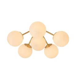 Bloom Brass Frosted Glass Bubble Semi Flush Chandelier
