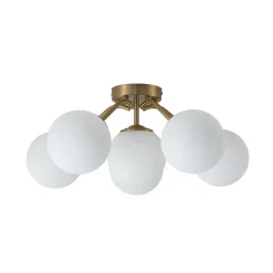 Bloom Brass Frosted Glass Bubble Semi Flush Chandelier