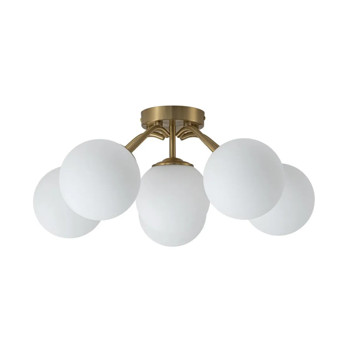 Bloom Brass Frosted Glass Bubble Semi Flush Chandelier