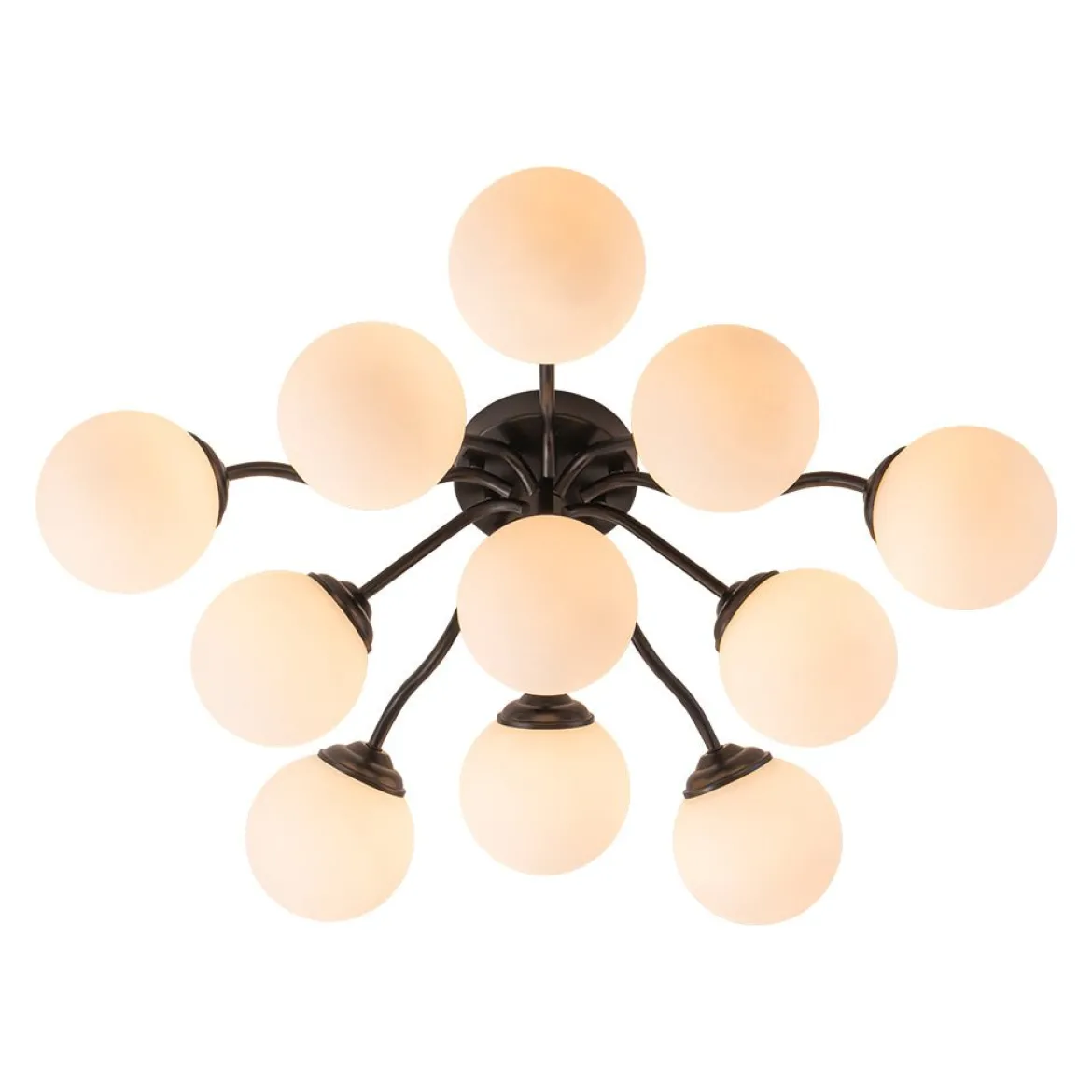 Bloom Brass Frosted Glass Bubble Semi Flush Chandelier