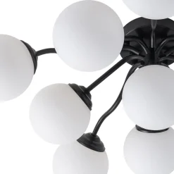 Bloom Brass Frosted Glass Bubble Semi Flush Chandelier