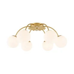 Bloom Dimmable Opal Glass Globe Bubble Semi Flush Chandelier