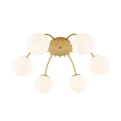 Bloom Dimmable Opal Glass Globe Bubble Semi Flush Chandelier