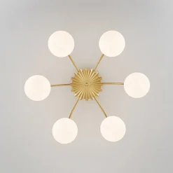 Bloom Dimmable Opal Glass Globe Bubble Semi Flush Chandelier