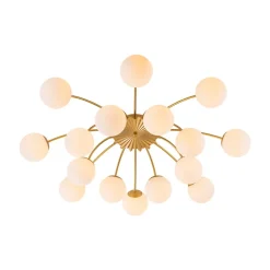 Bloom Dimmable Opal Glass Globe Bubble Semi Flush Chandelier