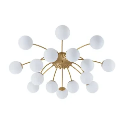 Bloom Dimmable Opal Glass Globe Bubble Semi Flush Chandelier