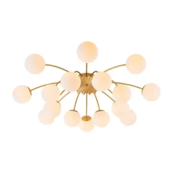 Bloom Dimmable Opal Glass Globe Bubble Semi Flush Chandelier