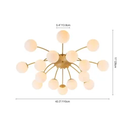Bloom Dimmable Opal Glass Globe Bubble Semi Flush Chandelier