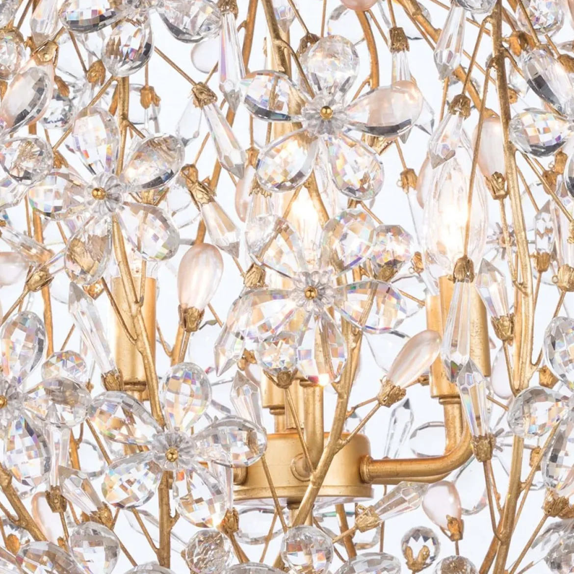 Bloom French Gold Blossom Crystal Floral Orb Chandelier