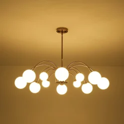 Bloom Frosted Glass Bubble Arched Arm Sputnik Chandelier