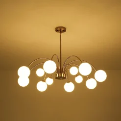 Bloom Frosted Glass Bubble Arched Arm Sputnik Chandelier
