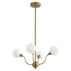 Bloom Frosted Glass Globe Bubble Brass Sputnik Chandelier
