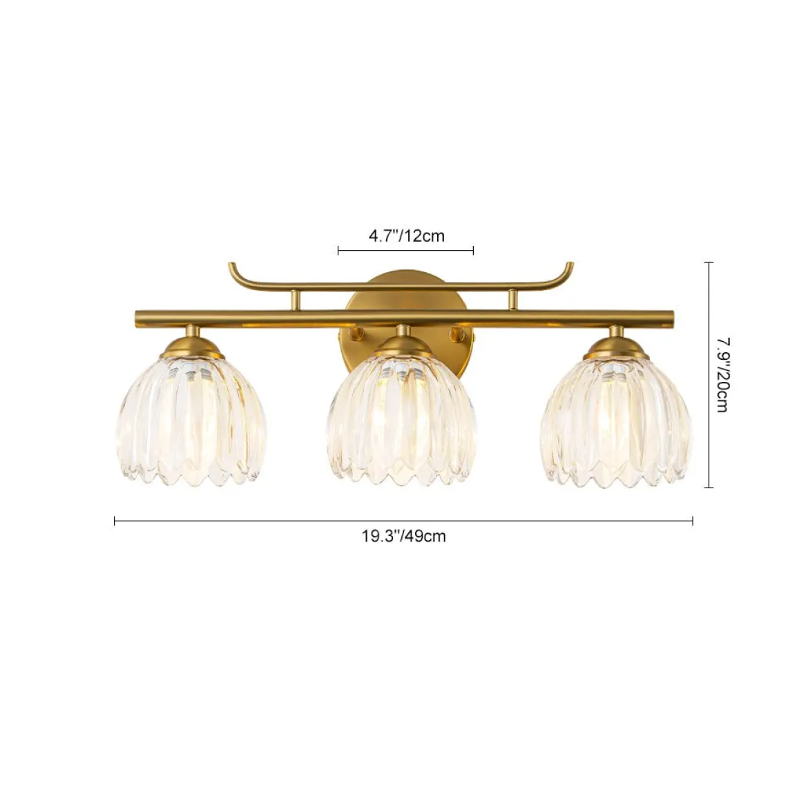 Bloom 3-Light Pleated Clear Glass Flower Vanity Wall Sconce