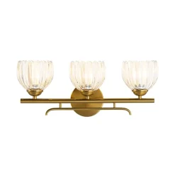 Bloom 3-Light Pleated Clear Glass Flower Vanity Wall Sconce