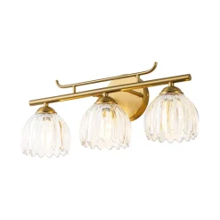 Bloom 3-Light Pleated Clear Glass Flower Vanity Wall Sconce