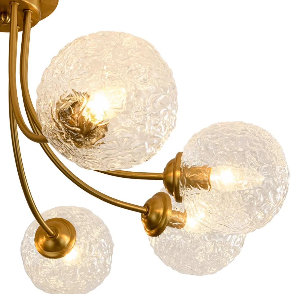 Bloom 8-Light Rippled Glass Globe Bubble Round Semi Flush