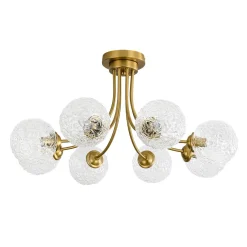 Bloom 8-Light Rippled Glass Globe Bubble Round Semi Flush
