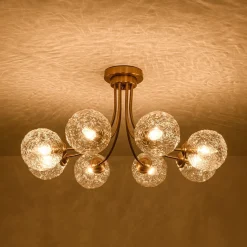 Bloom 8-Light Rippled Glass Globe Bubble Round Semi Flush
