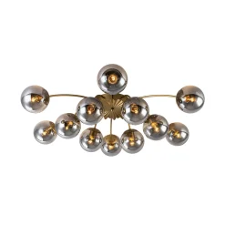 Bloom 12-Light Smoked Glass Bubble Semi Flush Chandelier