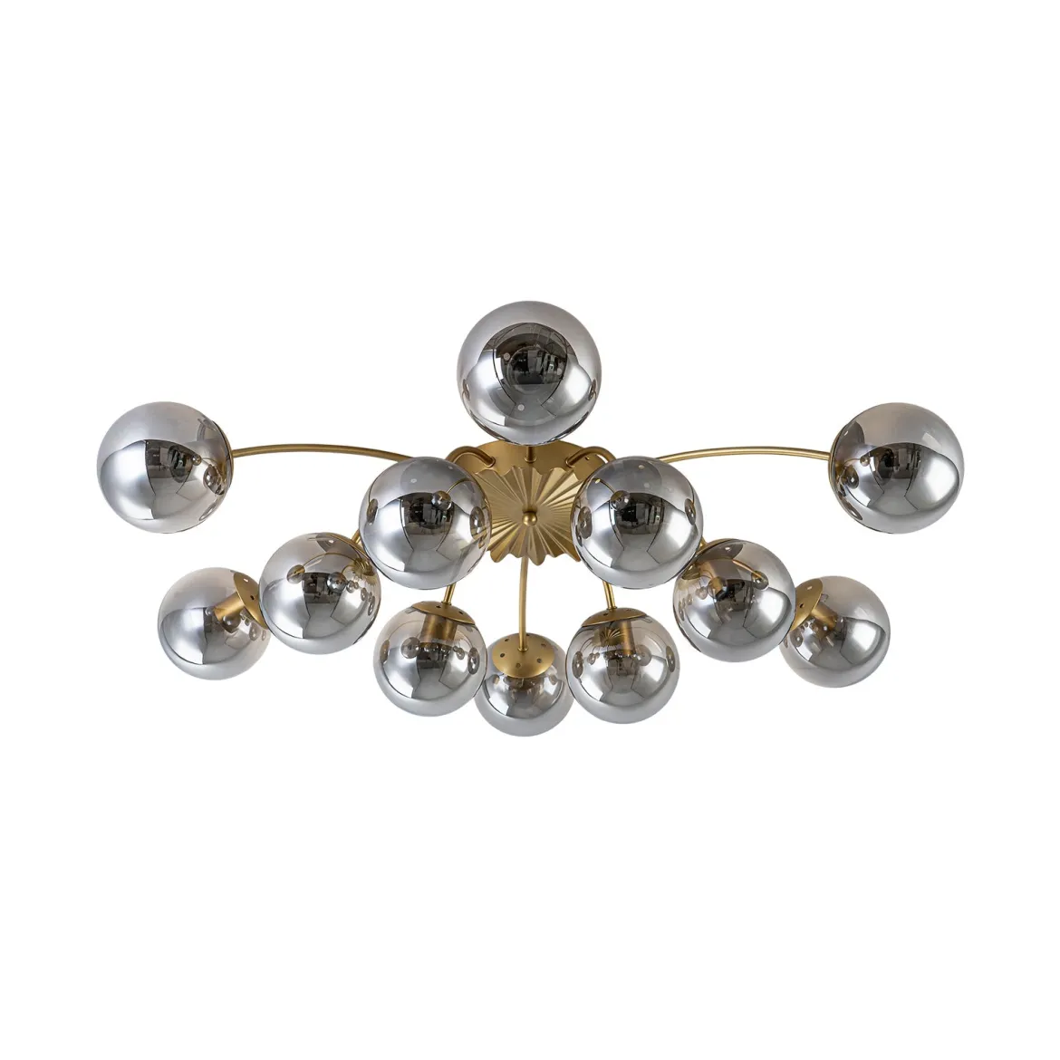Bloom 12-Light Smoked Glass Bubble Semi Flush Chandelier