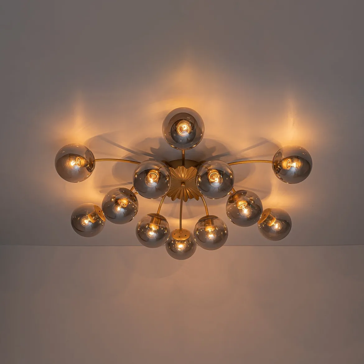 Bloom 12-Light Smoked Glass Bubble Semi Flush Chandelier