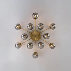 Bloom 12-Light Smoked Glass Bubble Semi Flush Chandelier