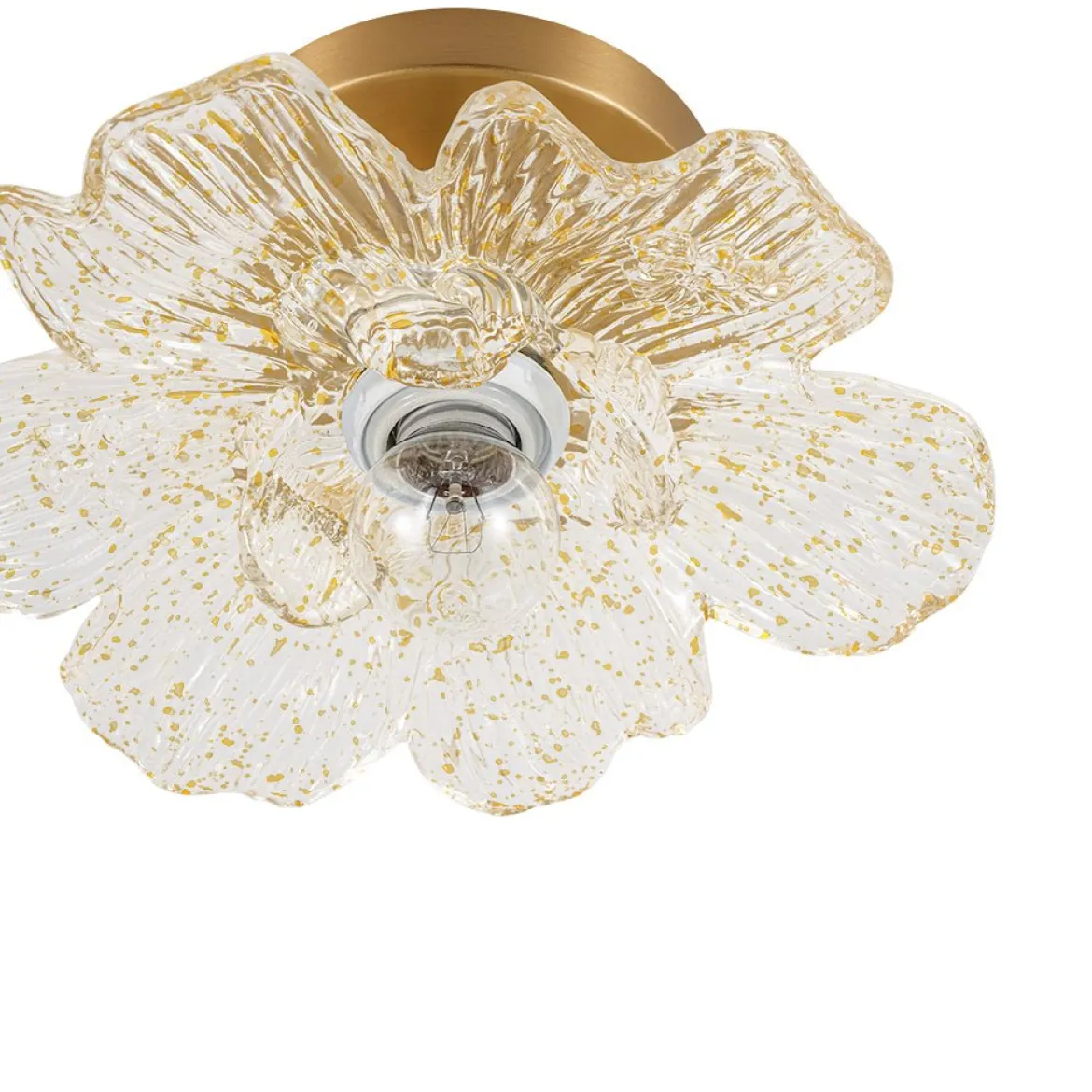 Bloom 1-Light Snow Lotus Clear Glass Flower Semi Flush Mount