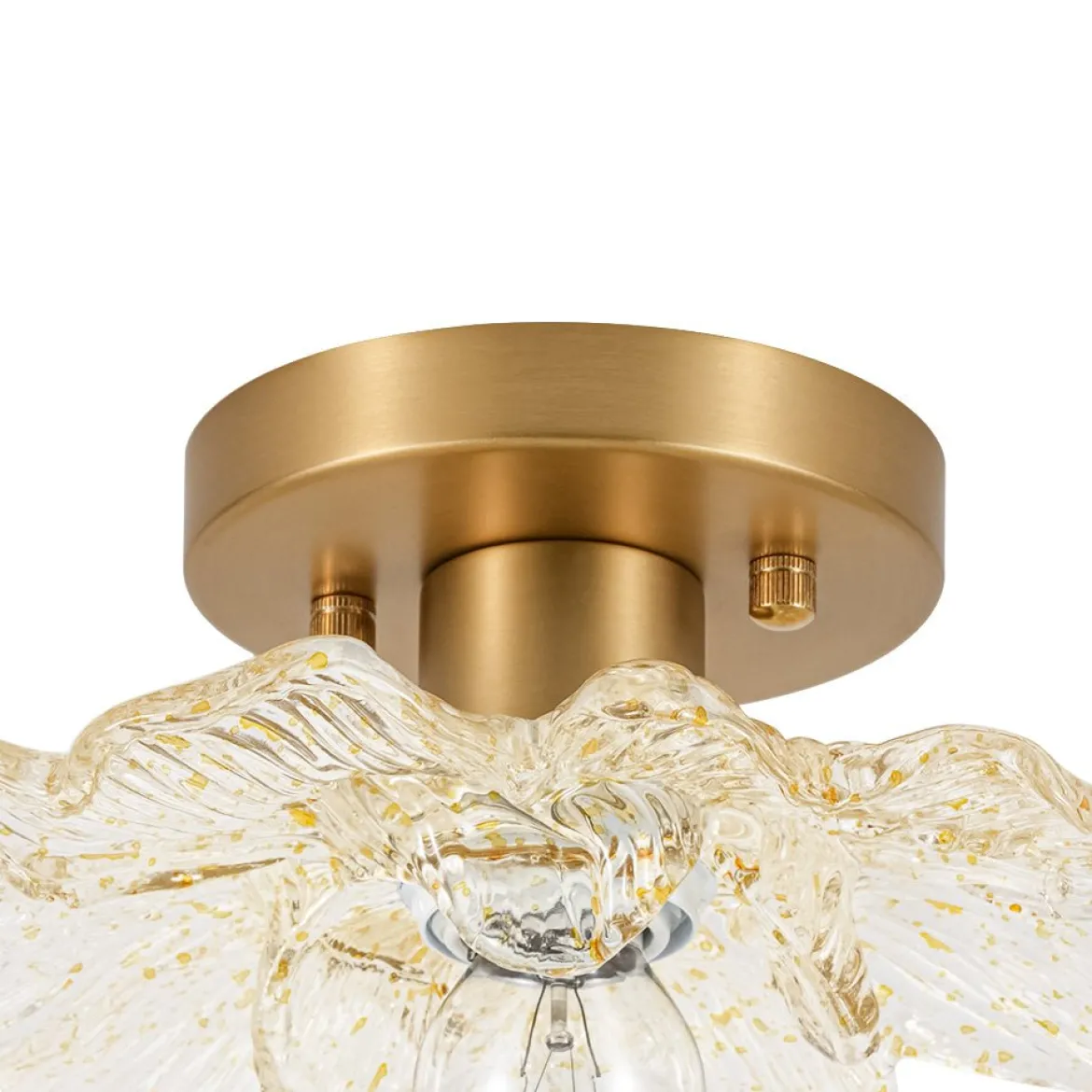 Bloom 1-Light Snow Lotus Clear Glass Flower Semi Flush Mount