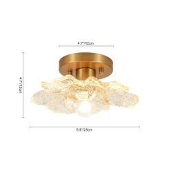 Bloom 1-Light Snow Lotus Clear Glass Flower Semi Flush Mount